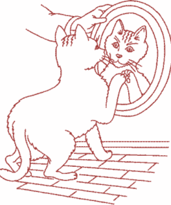A Cat's Image (Redwork Quilt Design)