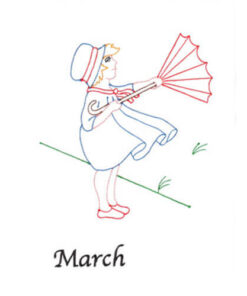 Windy Day (March Old-Time Color-Line Quilt Design)
