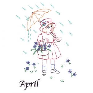 April Showers (April Old-Time Color-Line Quilt Design)