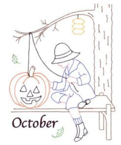 Halloween (October Old-Time Color-Line Quilt Design)