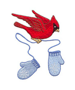 Holiday Mitterns Swag & Redbird with Snowflake Mittens