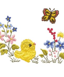 Baby in Cradle and Springtime Chick & Butterfly