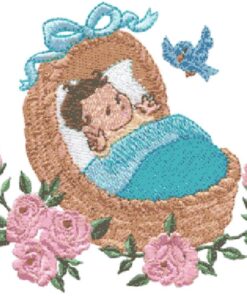 Baby in Cradle and Springtime Chick & Butterfly