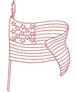 American Flag (Redwork Quilt Design)