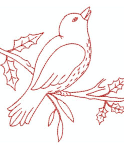 Bird on a Limb (Redwork Quilt Design)