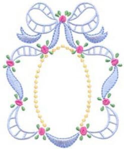 Corner Rosebuds with Bow & Oval Frame with Bow