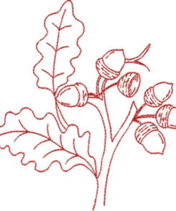 Acorns with Leaves (Redwork Quilt Design)