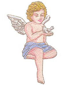 Young Angel Holding Baby Dove and Precious Angel