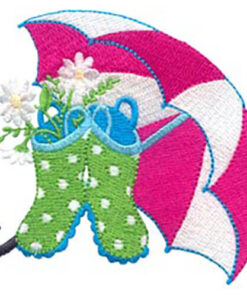 Umbrella, Boots & Flowers and Mitten