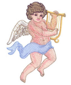 Angel Playing a Lyre and Protected by Angels