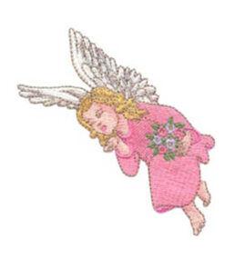 Angel with Bouquet Blowing a Kiss and Glory to God