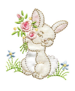 Bunny and Lamb in Fabric Shadow Applique and Happy Easter Towel