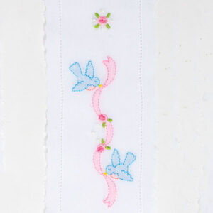 bluebirds with ribbon and flower vertical insertion
