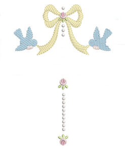 Bluebirds with Yellow Bow, Roses & Granitos Vertical Insertion