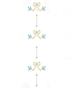 Alternative view of Bluebirds with Yellow Bow, Roses & Granitos Vertical Insertion